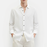 Męska lniana koszula z długim rękawem – casualowa i elegancka