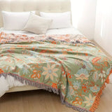 Boho narzuta z nadrukiem – lekka kapa na łóżko i sofę