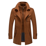 Męska zimowa kurtka – Stylowy płaszcz z podwójnym kołnierzem i zamkiem błyskawicznym