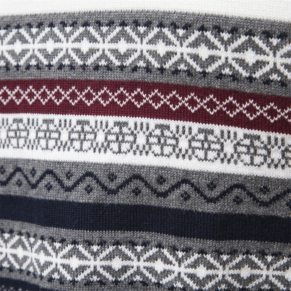 Męski Sweter Zimowy z Półzamkiem – Klasyczny Dziany Wzór