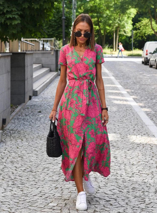 Sukienka Letnia Zwiewna Luźny Krój Elegancka Damska Casual