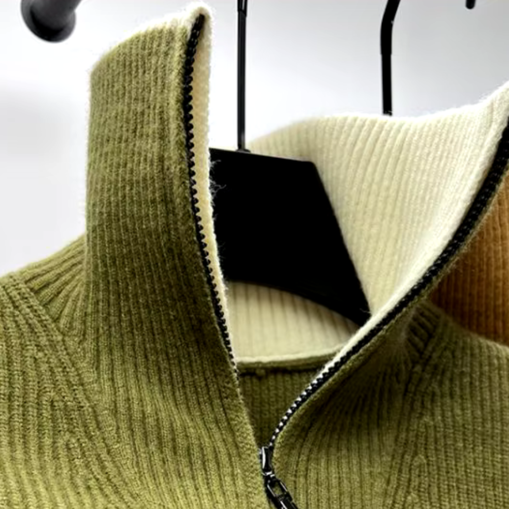 Męski sweter z półzamkiem – Dziany sweter z wysokim kołnierzem