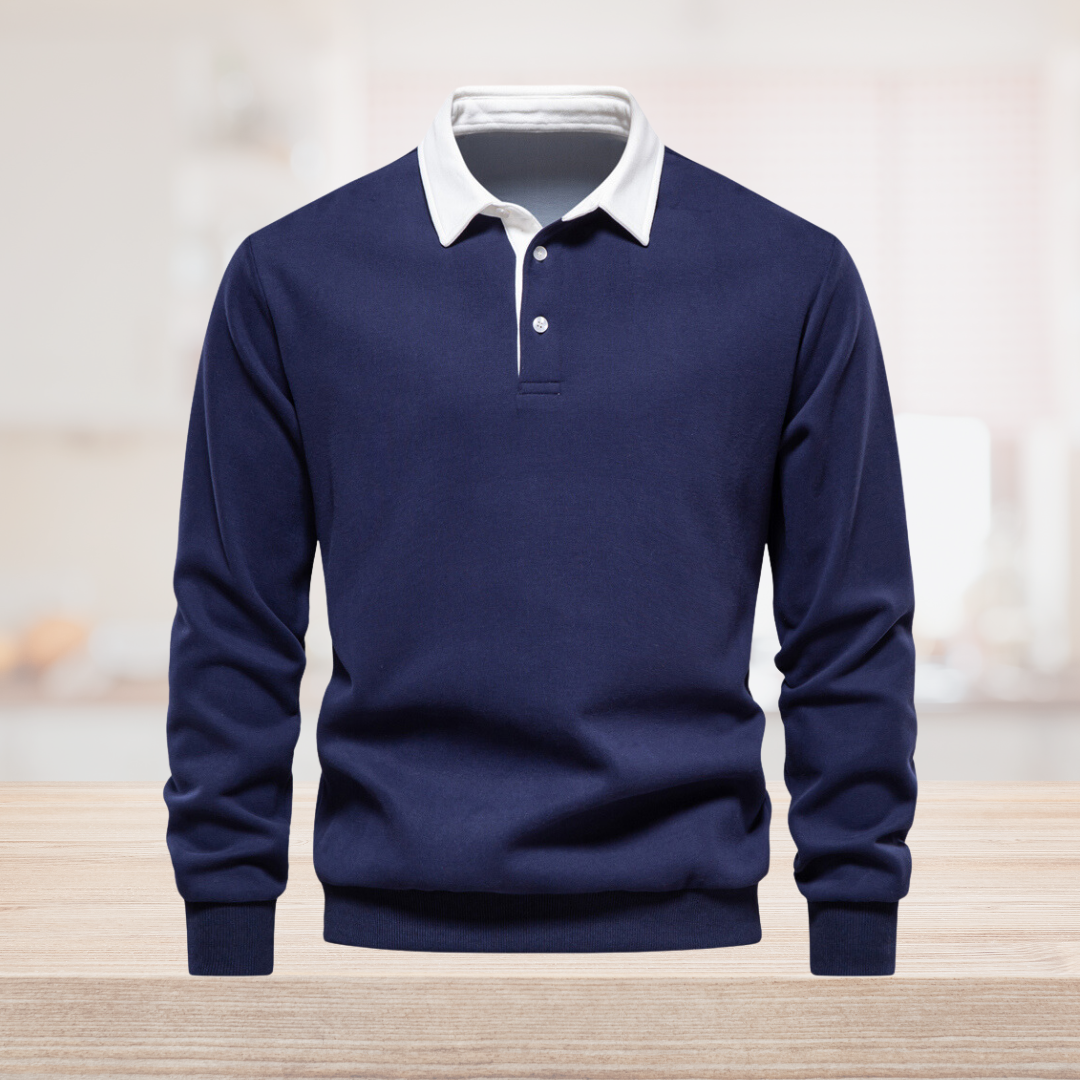 Elegancka Męska Koszulka Polo z Długim Rękawem i Klasycznym Kołnierzykiem