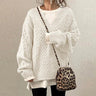 Oversize Dzianinowy Sweter z Okrągłym Dekoltem