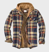 Męska Kraciasta Bluza z Kapturem – Ciepka Pikowana Kurtka z Kapturem