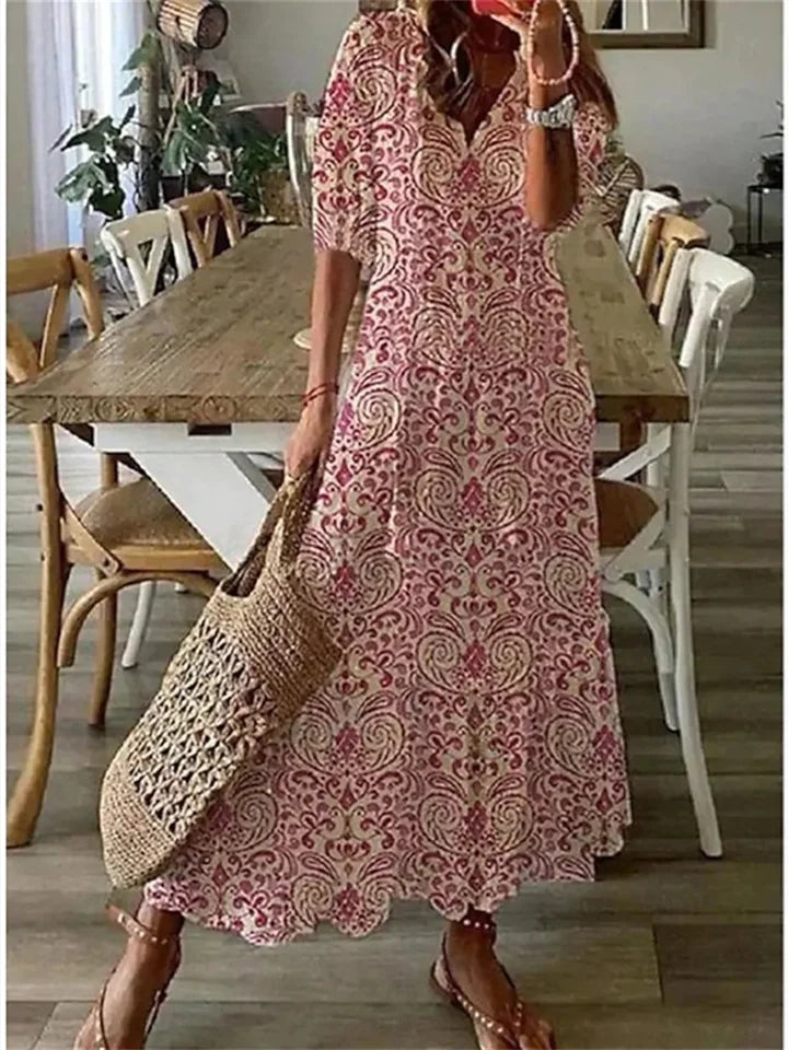 Sukienka Maxi Zwiewna Elegancki Krój Komfortowa Damska Casual