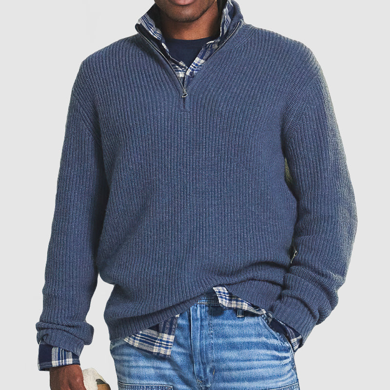 Męski Sweter Kaszmirowy Business Casual z Zamkiem