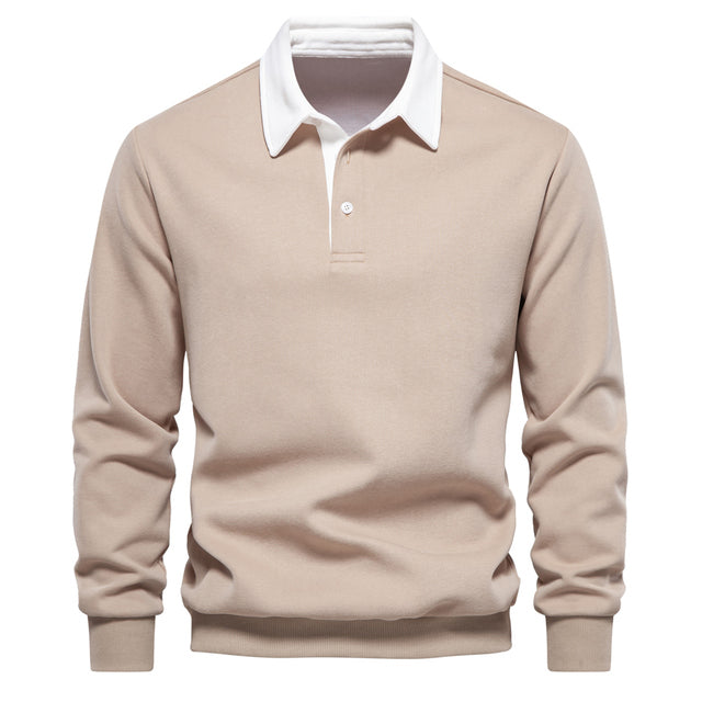 Elegancka Męska Koszulka Polo z Długim Rękawem i Klasycznym Kołnierzykiem