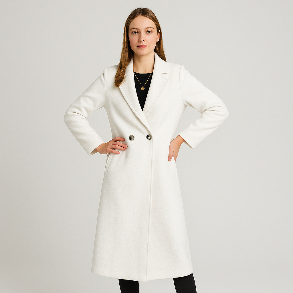 Długa damska marynarka z kołnierzem – elegancka, klasyczna i stylowa