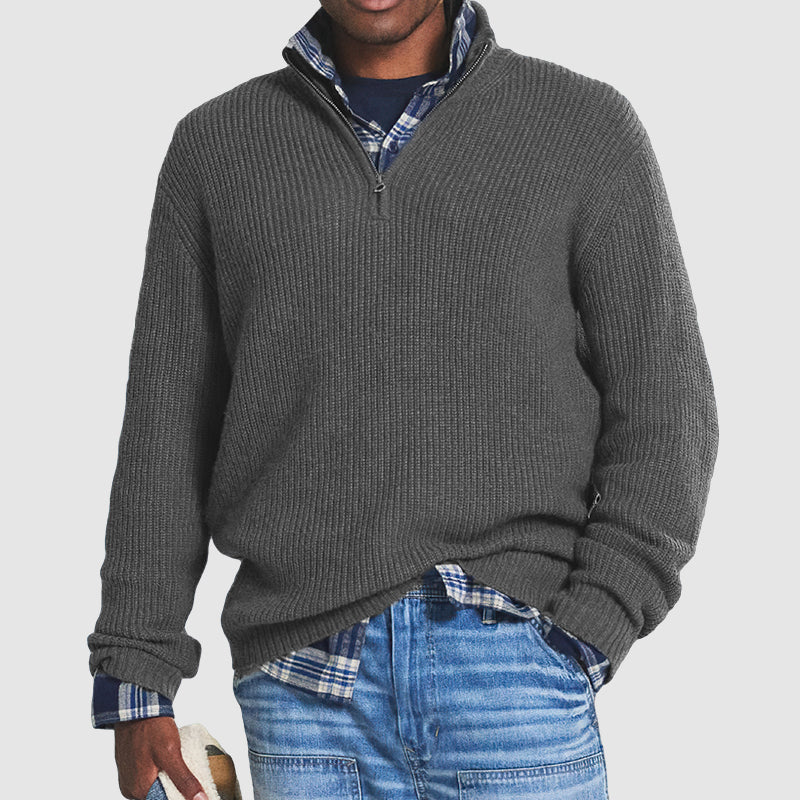Męski Sweter Kaszmirowy Business Casual z Zamkiem