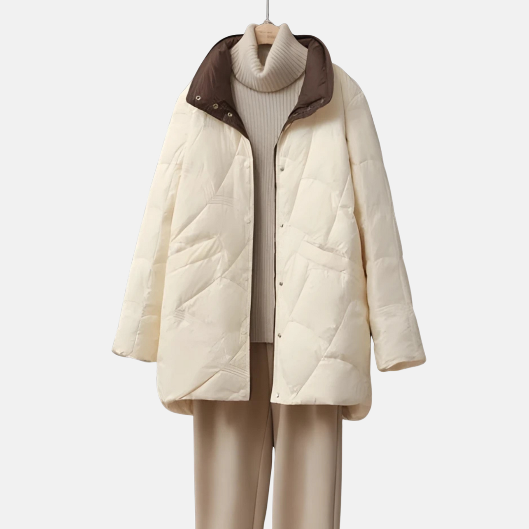 Damska krótka pikowana kurtka – ciepła stylowa zimowa kurtka z kołnierzem