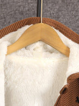 Chłopięcy Zestaw Dresowy z Polaru – 2-częściowy Granatowy Komplet z Bluza z Kapturem i Spodniami