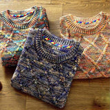 Męski sweter z wzorem – Ciepły dziergany sweter w stylu vintage