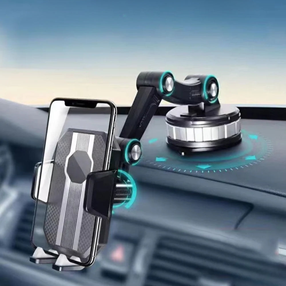 Regulowany uchwyt samochodowy na telefon z ramieniem 360° i podstawą na deskę rozdzielczą