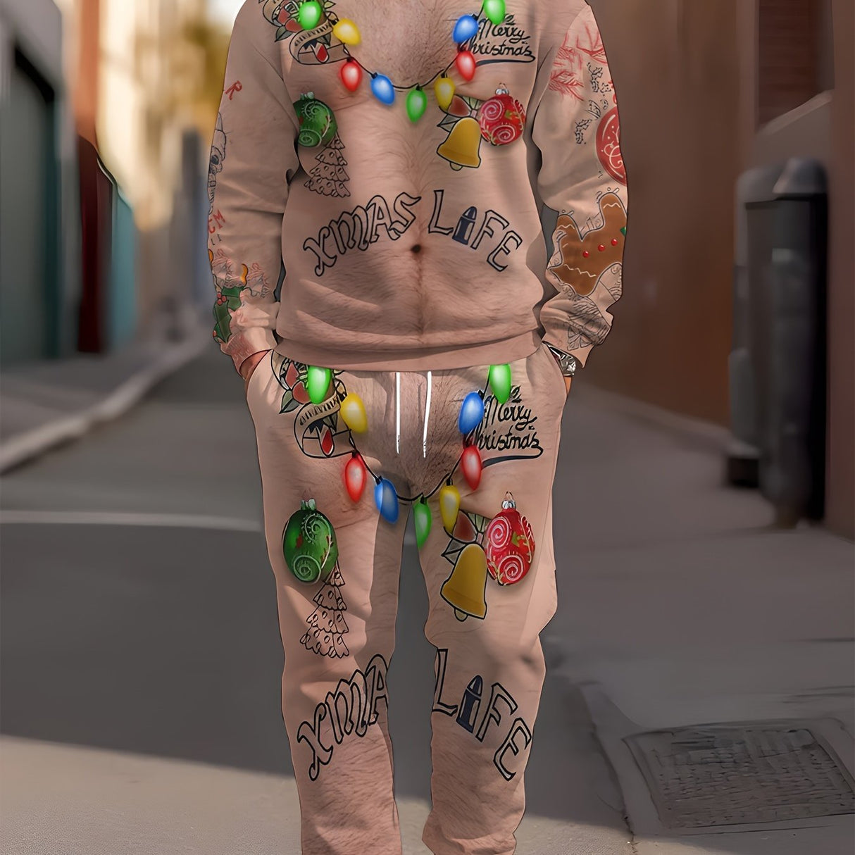 Unisex Świąteczny Dres – Wygodna Bluza z Kapturem i Spodnie Zestaw