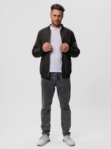 Czarna męska kurtka bomberka z zamkiem i elastycznymi ściągaczami