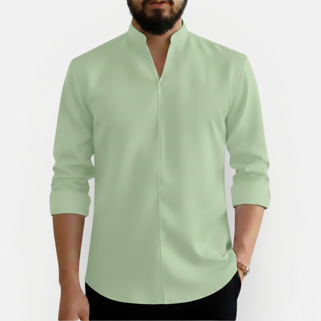 Męska koszula Slim Fit z dekoltem V – Niegniecąca się i nowoczesna