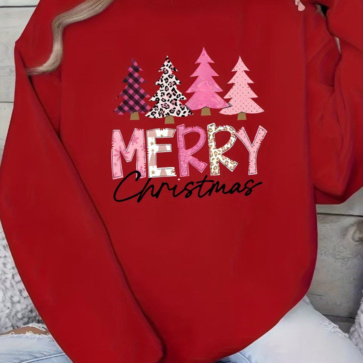 Damski sweter świąteczny – wygodny zimowy sweter z nadrukiem