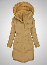 Długa Pikowana Damska Kurtka Zimowa z Kapturem – Ciepła i Stylowa