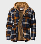 Męska Kraciasta Bluza z Kapturem – Ciepka Pikowana Kurtka z Kapturem