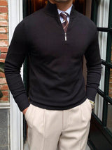 Męski sweter z półzamkiem – Klasyczny dzianinowy sweter na zimę
