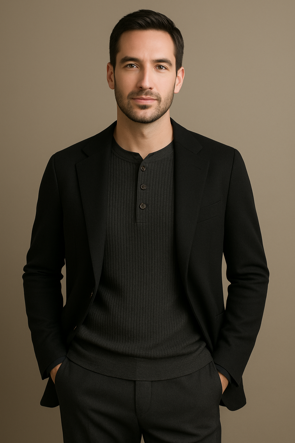 Henley koszulka z waflową strukturą | Komfortowa bawełna | Casual moda męska