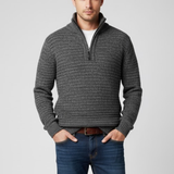 Męski Sweter Dziany z Zamkiem i Stójką