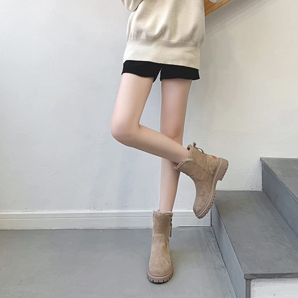 Damskie zimowe kozaki – Ciepłe ocieplane kozaki z zamkiem