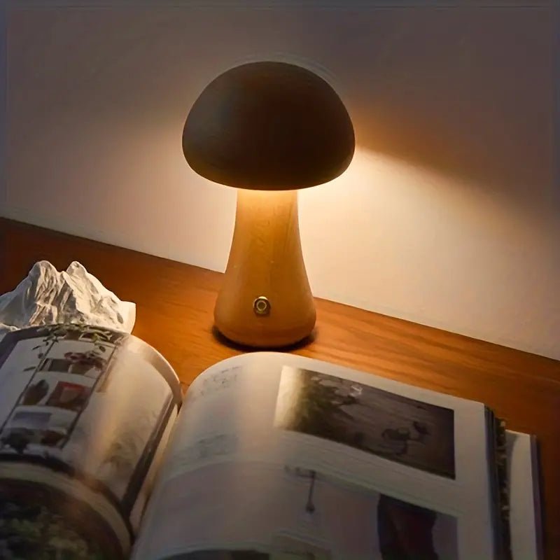 Retro Grzybowa Lampa Stołowa z Delikatnym Rozproszonym Światłem