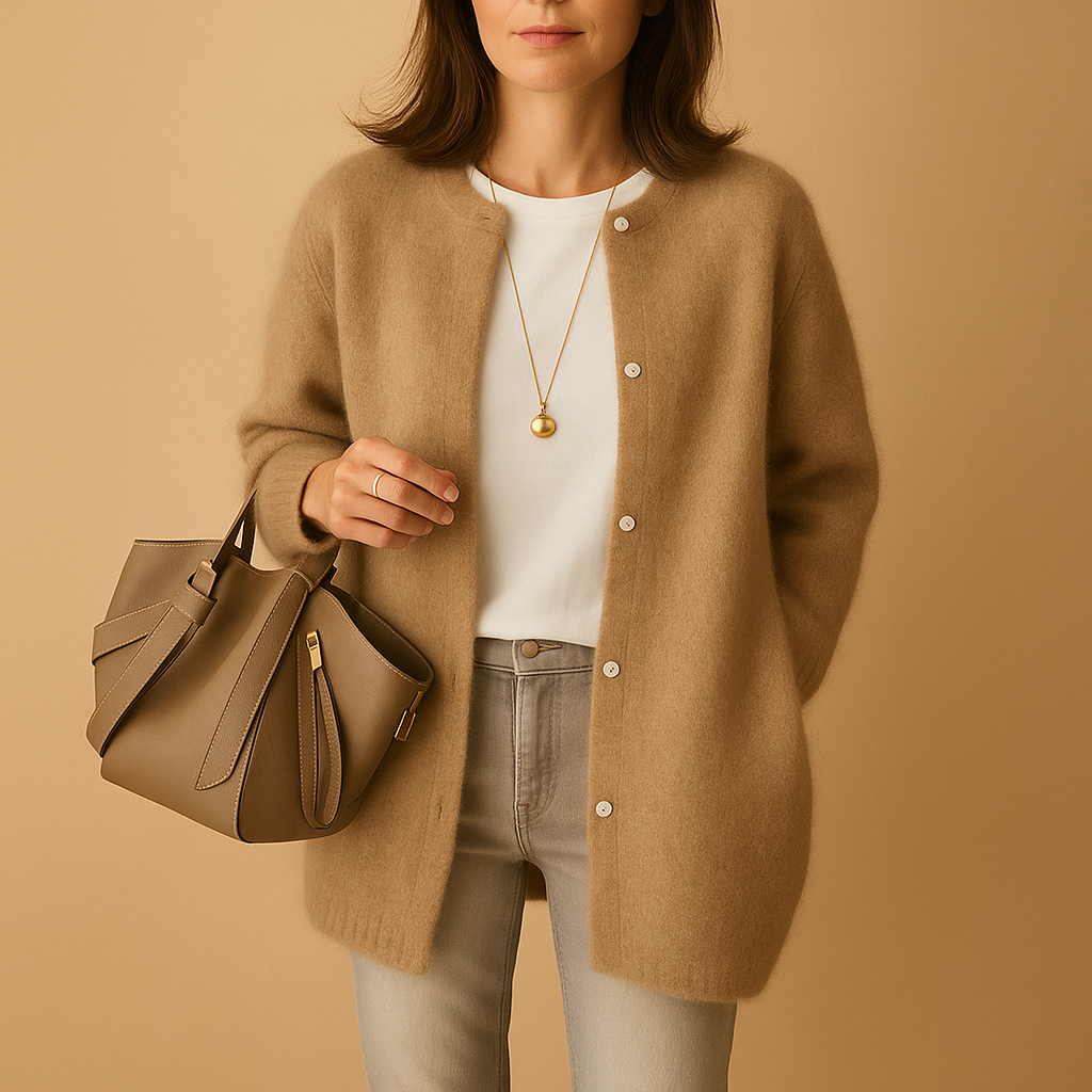 Damski kardigan dzianinowy z guzikami i luźnym krojem