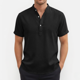 Męska lniana koszula z krótkim rękawem – Henley i casual