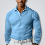 Męski sweter polo z długim rękawem i klasycznym kołnierzykiem