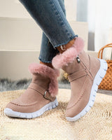 Ciepłe damskie śniegowce z futrzanym kołnierzem – komfortowe buty zimowe