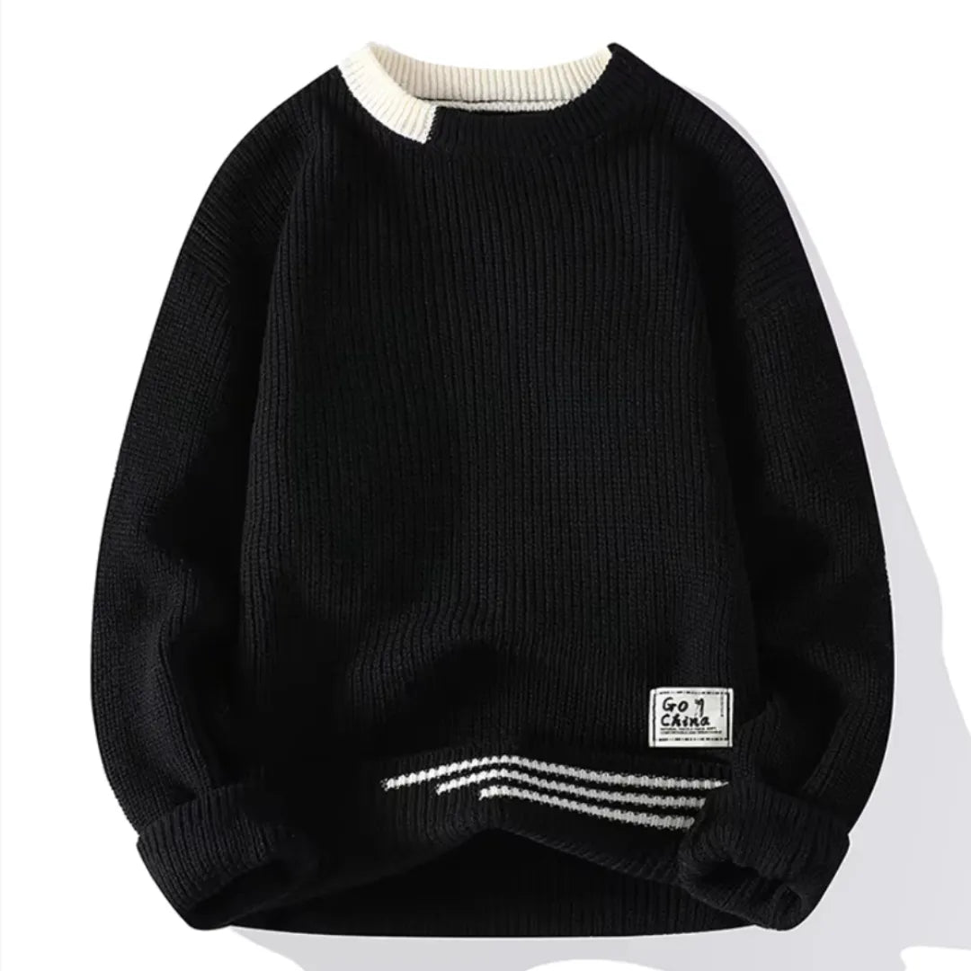 Męski Sweter Dzianinowy – Casual Wygodny Sweter z Paskami