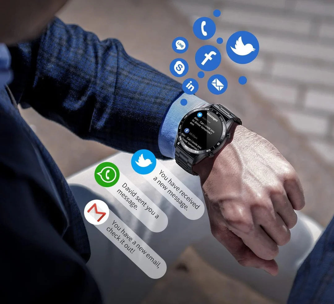 Zegarek inteligentny dla mężczyzn | Multisportowy i monitor aktywności | Połączenia Bluetooth