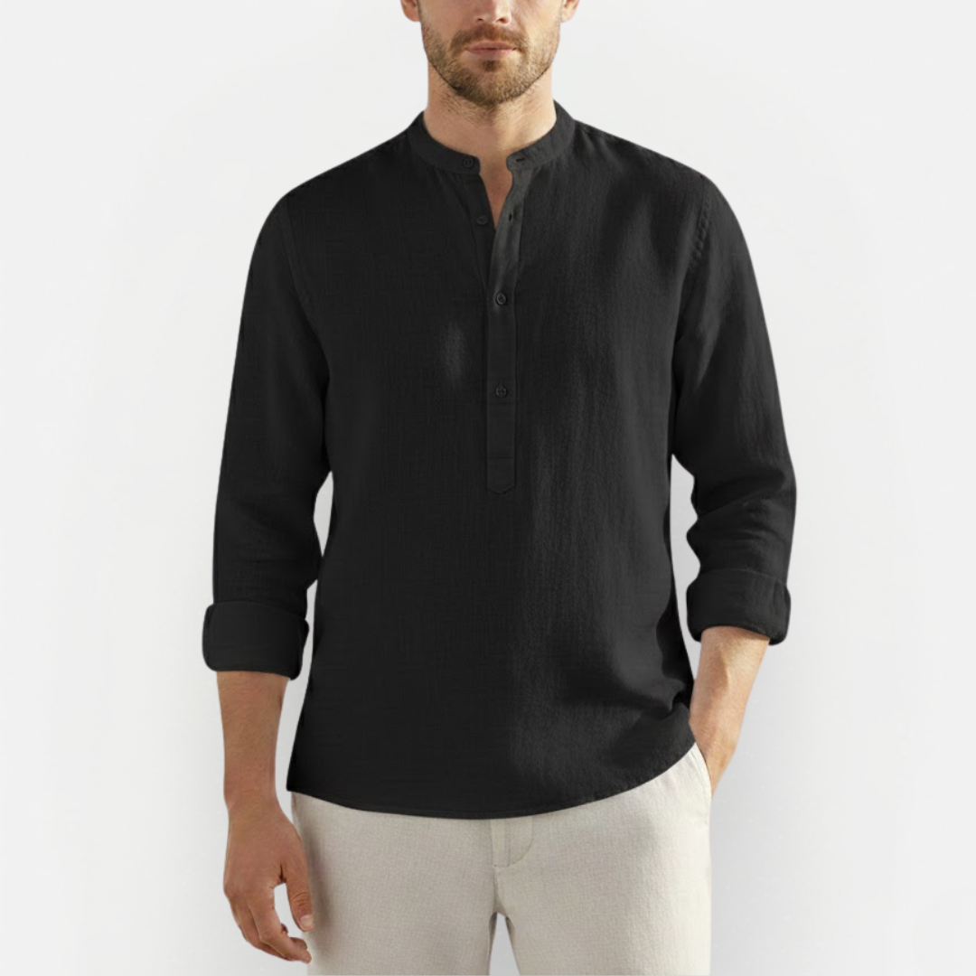 Męska koszulka Slim Fit z wysokim kołnierzem – Nowoczesna i wygodna