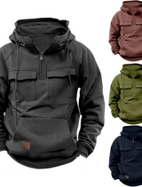 Taktyczna bluza męska z kapturem – wygodna streetwearowa bluza z ćwierć zamkiem