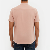 Męska lniana koszula z krótkim rękawem – Henley i casual