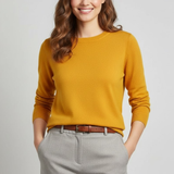 Damski Sweter z Okrągłym Dekoltem – Mieszanka Wełny i Ponadczasowy Design