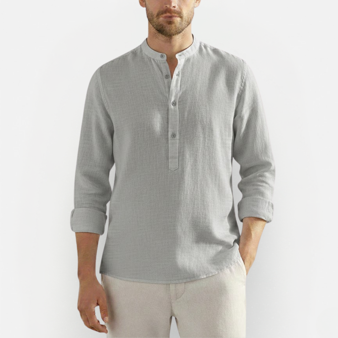 Męska koszulka Slim Fit z wysokim kołnierzem – Nowoczesna i wygodna