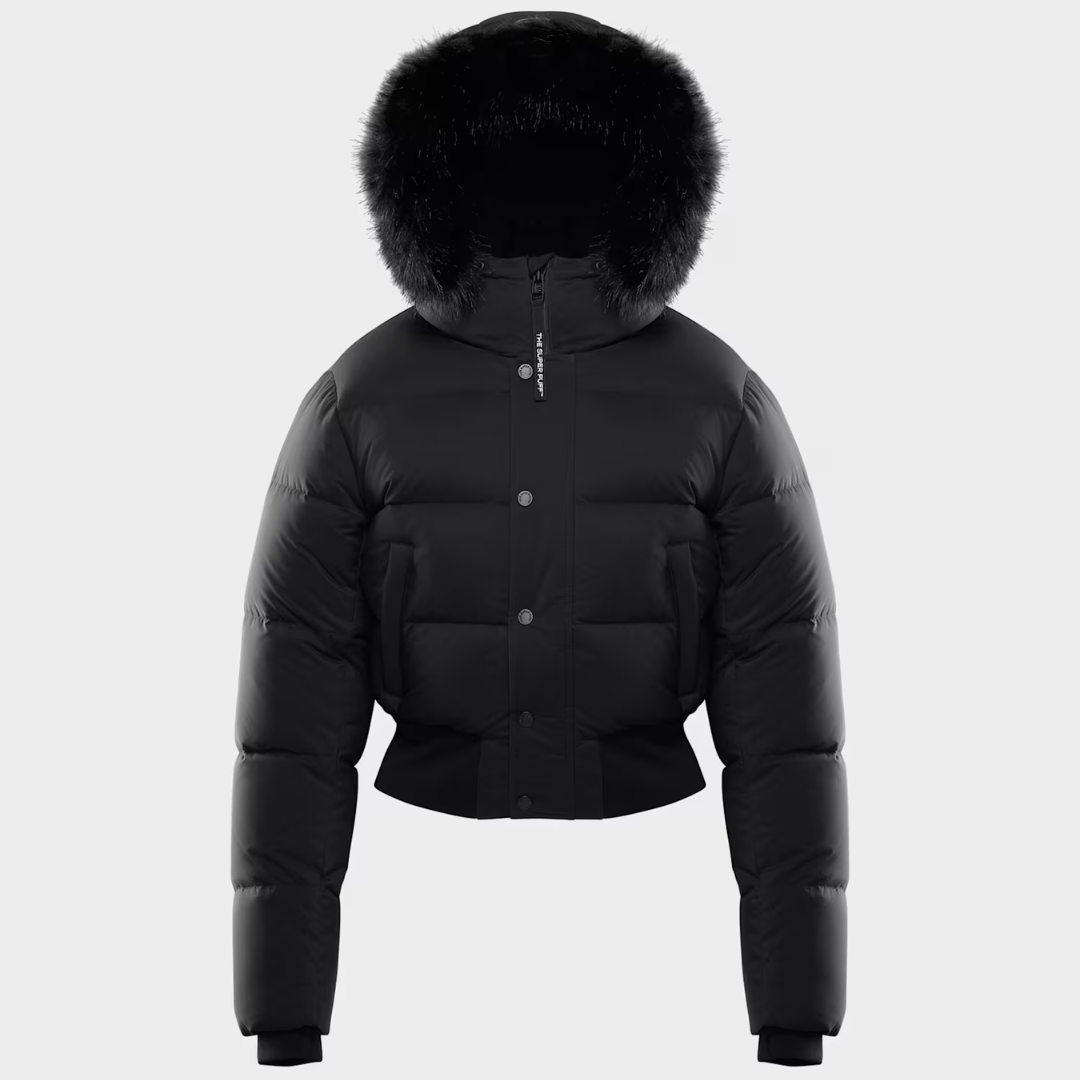 Damska kurtka puchowa z kapturem i krótkim krojem