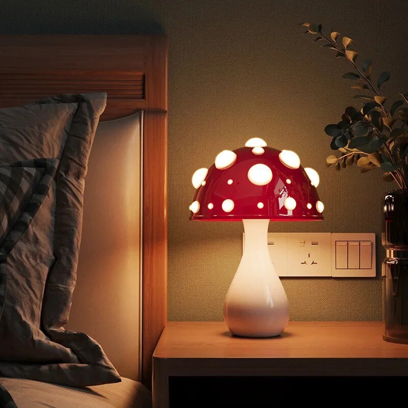 Lampa Stołowa Grzyb z Ciepłym Światłem LED
