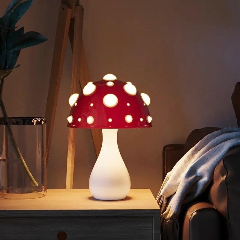 Lampa Stołowa Grzyb z Ciepłym Światłem LED