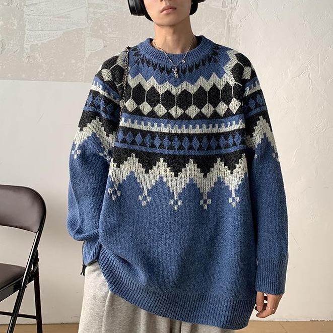 GeoKnit - Stylowy sweter geometryczny dla mężczyzn