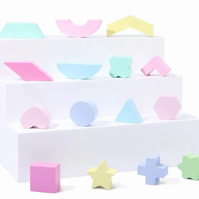 Drewniana Sorterka Kształtów – Montessori Sorter z Kolorowymi Klockami