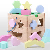 Drewniana Sorterka Kształtów – Montessori Sorter z Kolorowymi Klockami