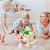 Drewniana Sorterka Kształtów – Montessori Sorter z Kolorowymi Klockami