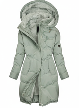 Długa Pikowana Damska Kurtka Zimowa z Kapturem – Ciepła i Stylowa