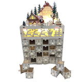 Drewniany Kalendarz Adwentowy z Podświetleniem – Wielokrotnego Użytku Kalendarz Świąteczny 24 Przegródki