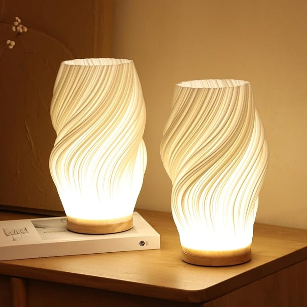 Lampka nocna do sypialni – Nowoczesna lampa LED z falistym designem